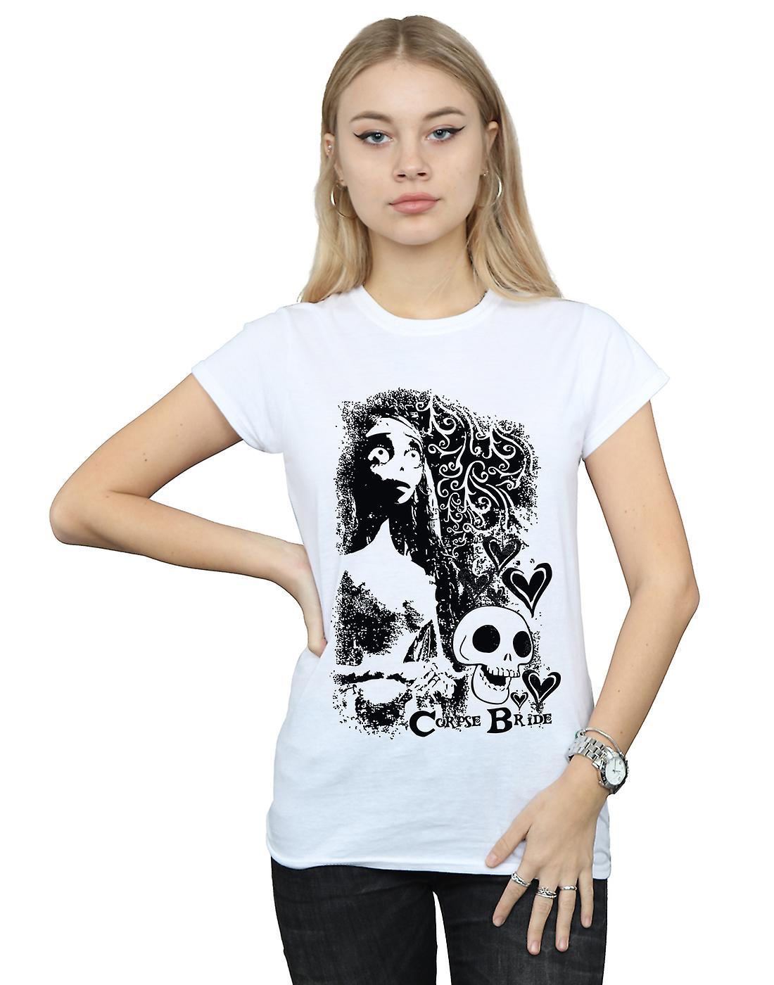 Absolute Cult Corpse Bride Women's Skull Logo T-Shirt White Large