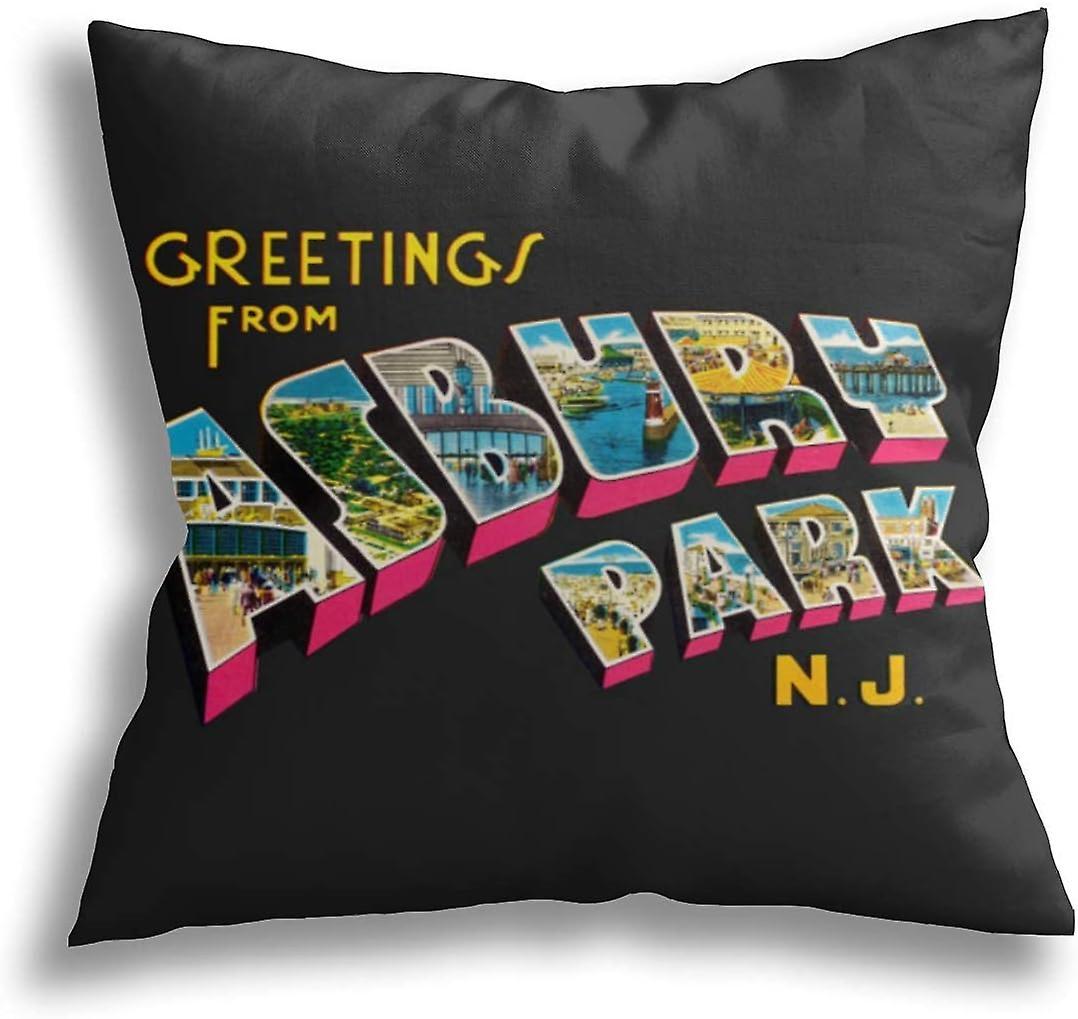 Kerota Pillow Covers Decorative Home Decor Pillow Greetings From Asbury Park New Jersey Decor Pillow For Family And Friends 18"x18" AA-13812 45x45cm