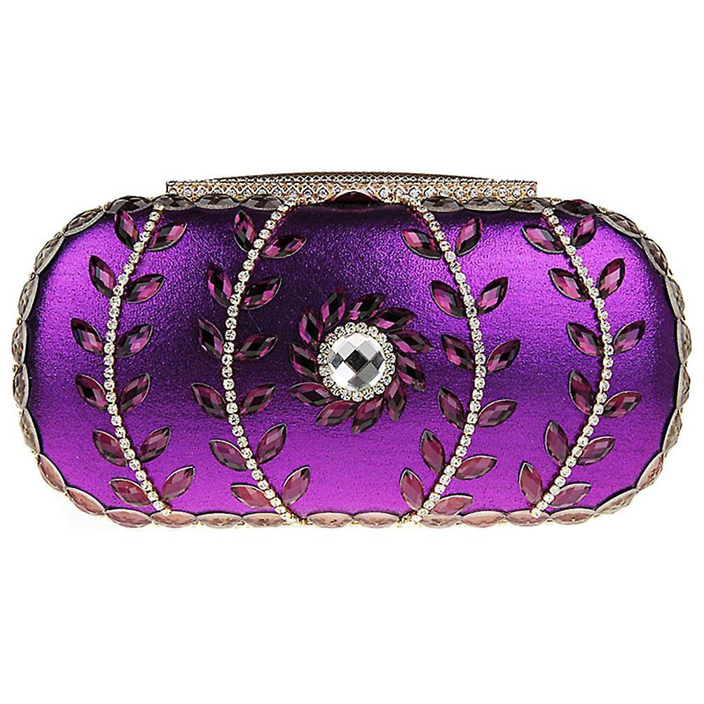 Keluosi Clutch Pearl Beaded Evening Wedding Party Handbag Mini Shoulder Bags Purple