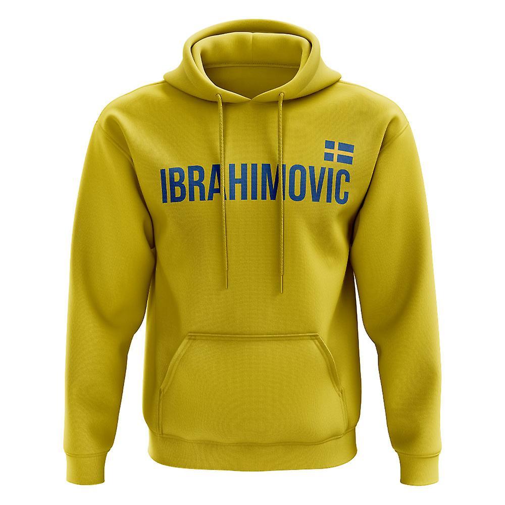 UKSoccerShop Zlatan Ibrahimovic Sweden name hoody (yellow) Large (42-44 inch)