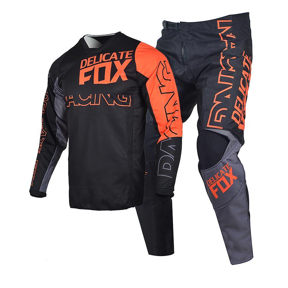 Muggys Delicate Fox 180 360 Jersey Pants Gear Set Mx Combo Motocross Bmx Dirt Bike Outfit Atv Utv Cycling Suit Enduro Kits For Men Black Orange Pan...