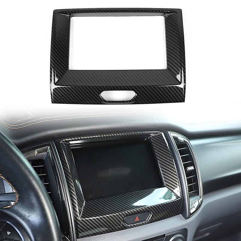 Vehicle Abs Car Navigation Frame Cover Trim For Ford Ranger T7 T8 2015+ Carbon Fiber Black Car Interior Trim Set Accessories