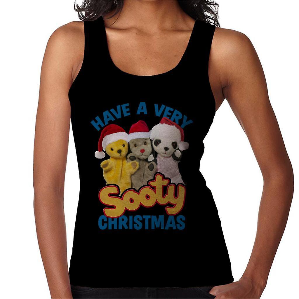 Sooty Christmas Have A Very Sooty Christmas Blue Text Women's Vest Black Medium