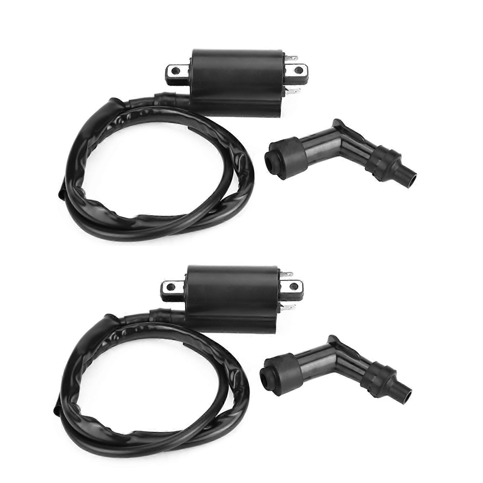 newmerun 2Pcs Motorcycle Ignition Coil Replacement Black Modification Part Front/Rear Ignition Coil for Suzuki VS1400 Intruder