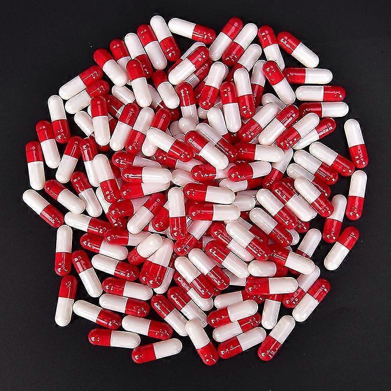 Asiv 1000pcs Multicolor Empty Gelatin Capsules Pill Vcaps Gel Halal Separated Box Red white