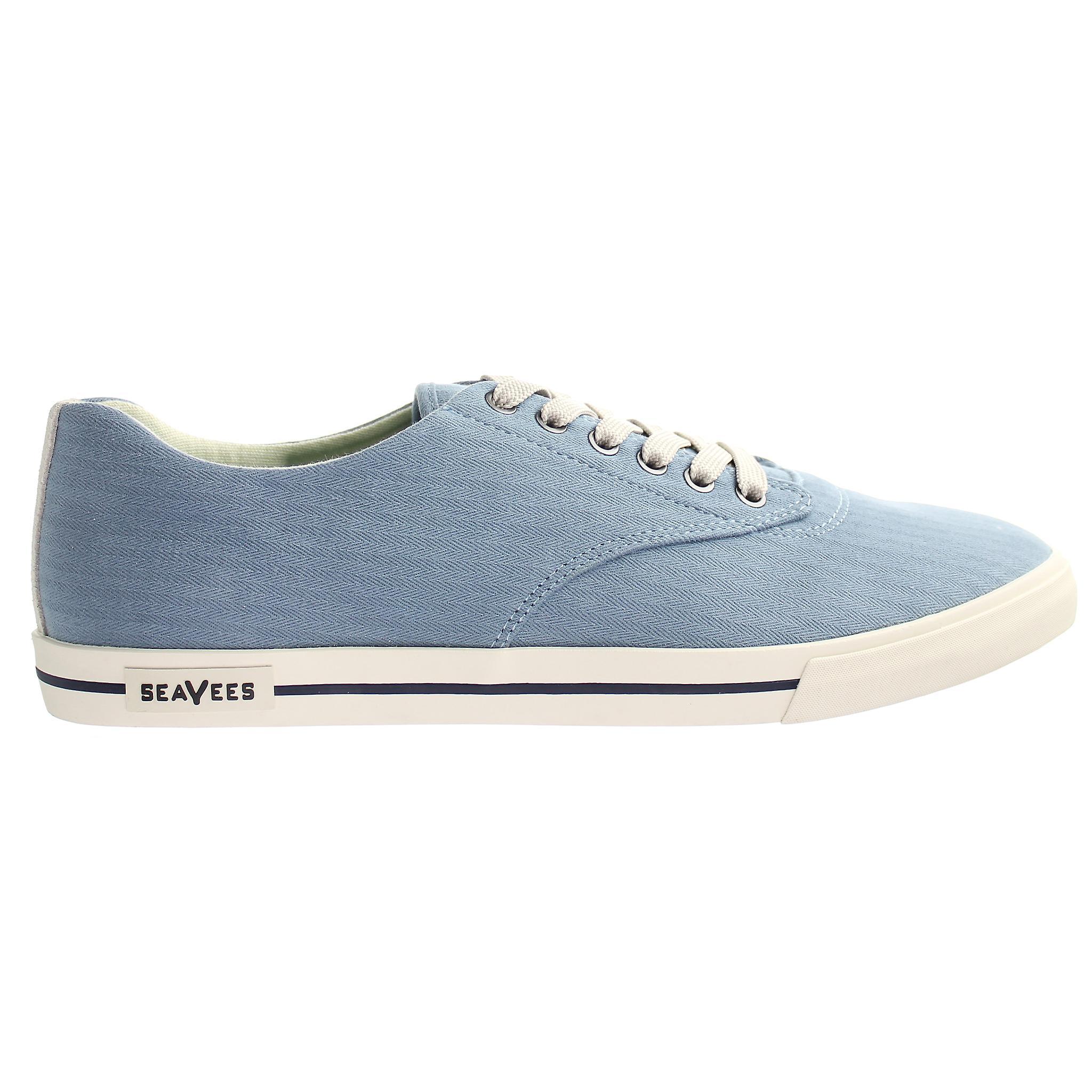 Seavees Hermosa Blue Mirage Herringbone Twill Surwash  Mens Plimsolls UK 9 EU 43 US 10