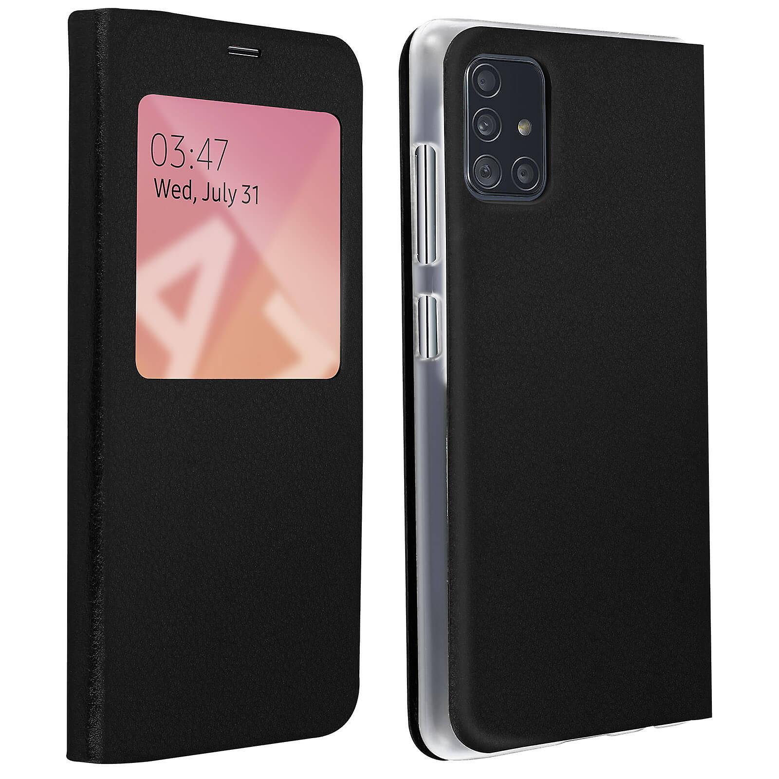 Avizar Clear View Case for Galaxy A71 Ultra-thin - Black