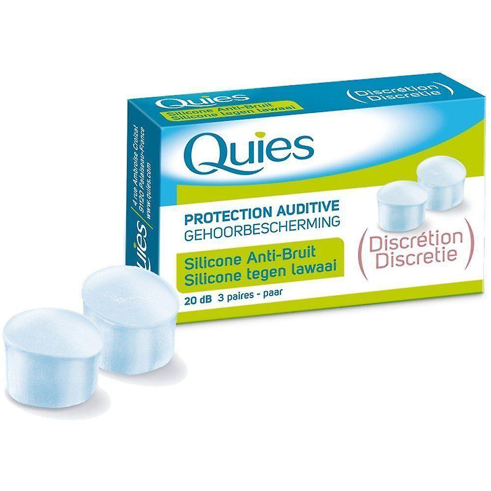 Quies Silicone Protection Ear Plugs - Discreet 20 dB - 3 Pairs