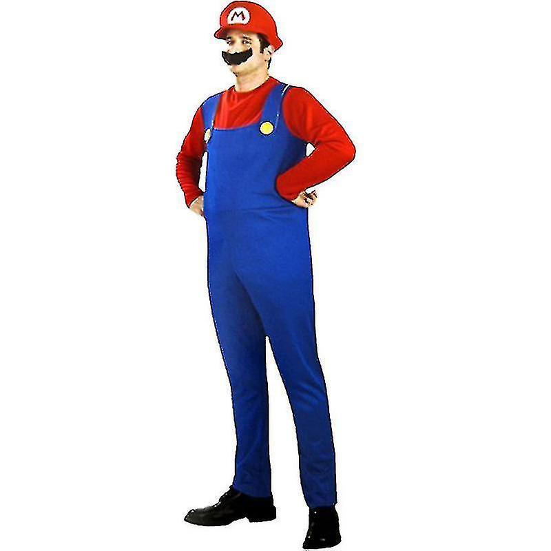 Aswei Halloween Hot Itemskids Adults Super Mario Cosplay Costume Fancy Dress Performance Outfit Unisex M Red - Men L