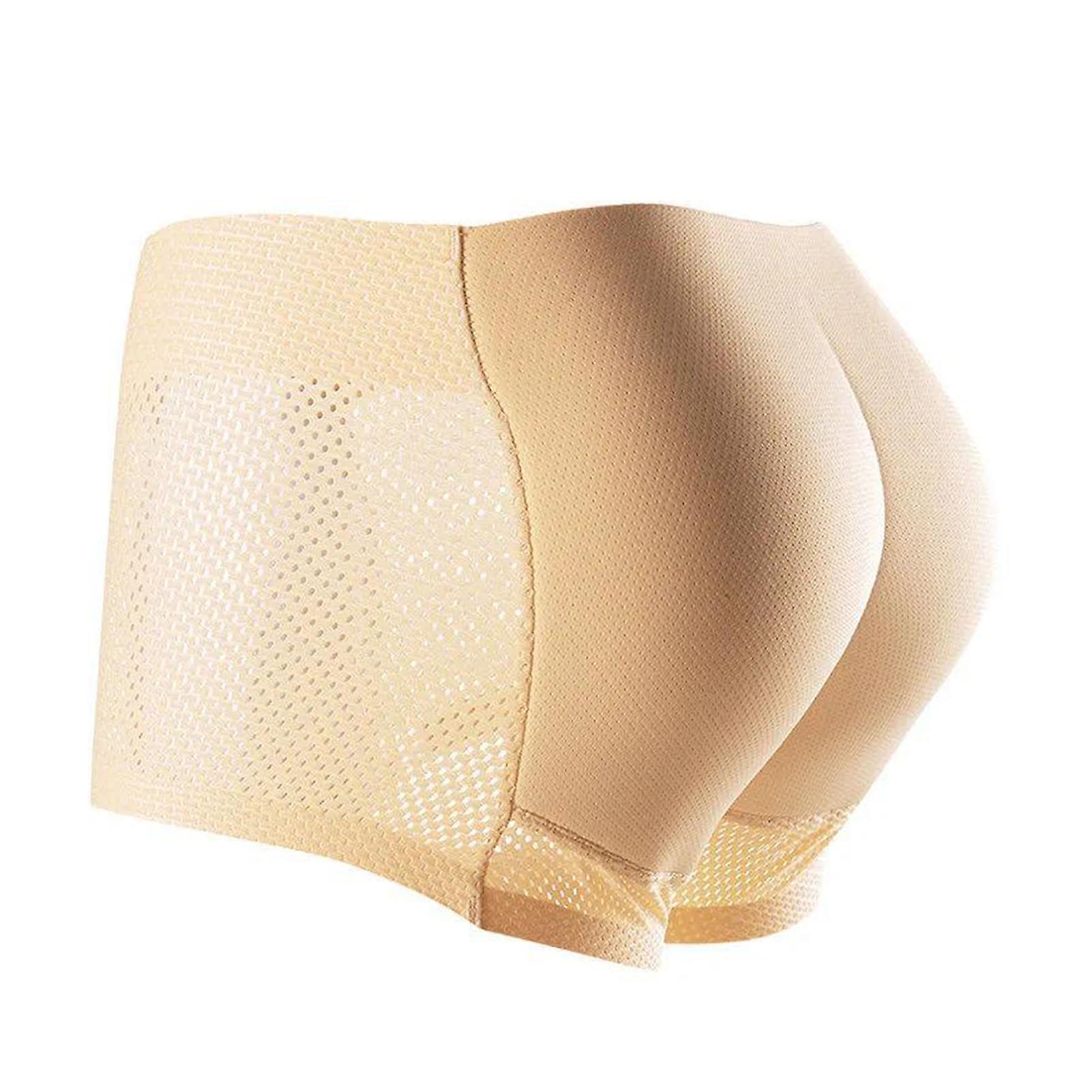 Fianao Men Breathable Mid-rise Underpants Solid Color Butt Lift Shaper Hip Pad Shorts Panties Fake Butt Seamless Underwear Apricot M