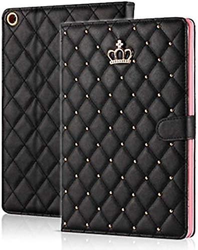 Heytea iPad 10.2 2021/2020/2019 Case,iPad 9th/8th/7th Gen Case Crown Bling Diamond Cute Elegant PU Leather Smart Aut(Black)