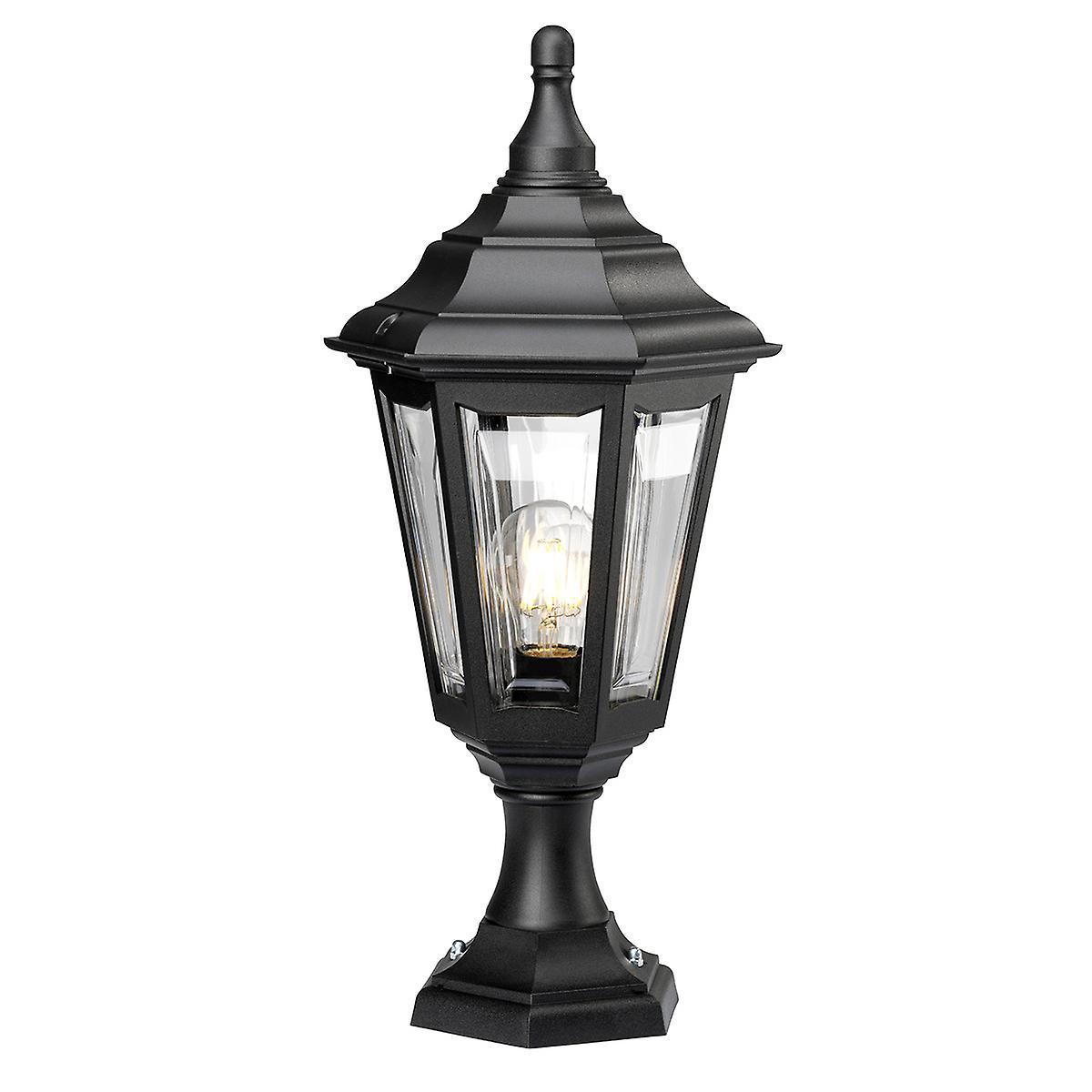 Kinsale 1 Light Outdoor Coastal Pedestal Lantern Black IP44 E27