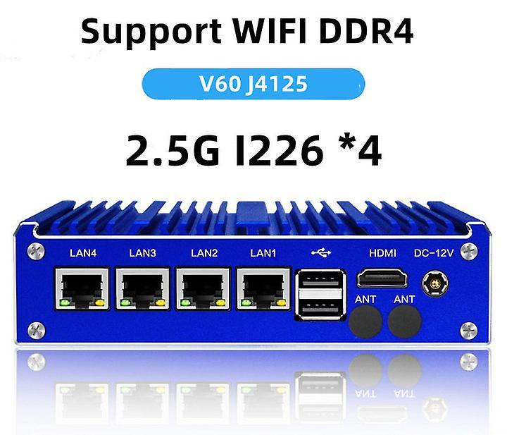 Dinoply V60 2.5g Pfsense Router Intel Celeron J4125 Soft Router 4*intel I226 Ddr4 Fanless Soft Router Opnsense Firewall Vpn Server DDR4 16GB 256GB ...