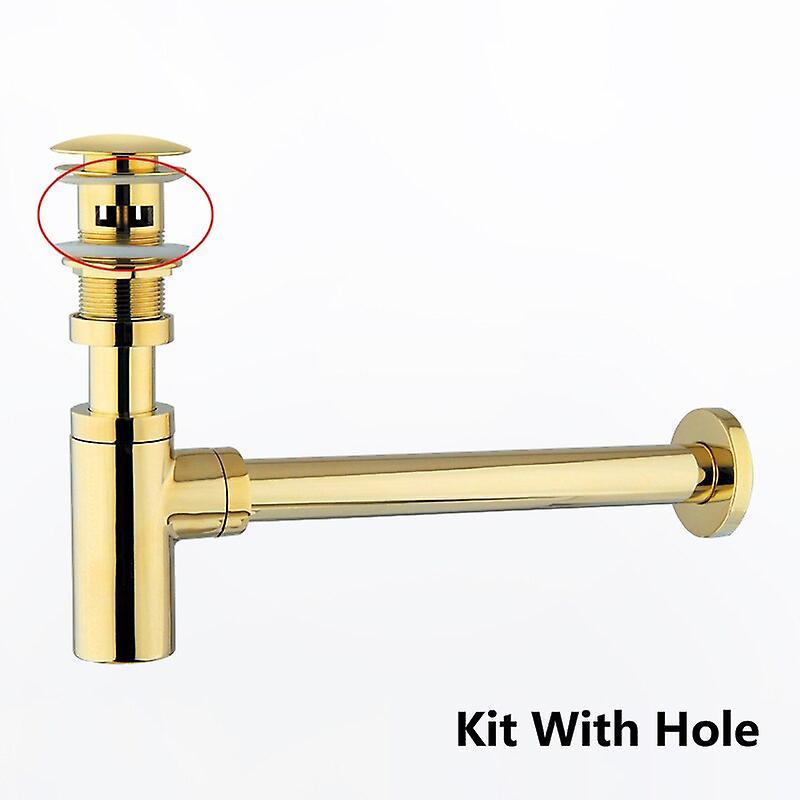 Craft Pipe Cleaners Iibizza Basin Pop Up Drain Gold Brass Bottle Trap Bathroom Sink Siphon Drains With Pop Up Drain Kit P-trap Pipe Waste Hardwarec..