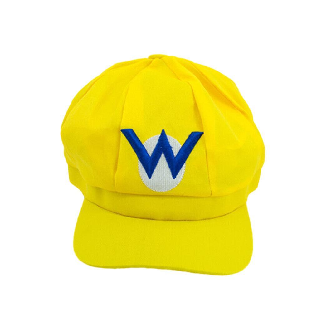 Waytogo Game Super Mario Bros Theme Hat Luigi Letter Printed Cosplay Cartoon Baseball Cap Costume For Adult Waluigi Wario Odyssey Cap Yellow