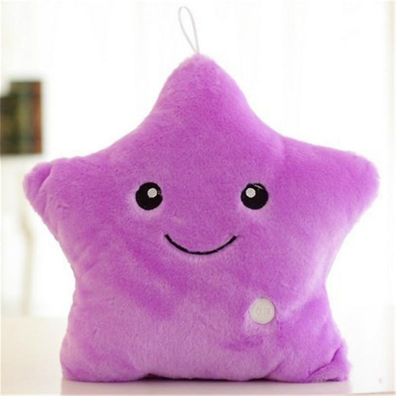 Slowmoose 34cm Soft Stuffed And Plush Glowing-led Light Pillows For Decor star purle