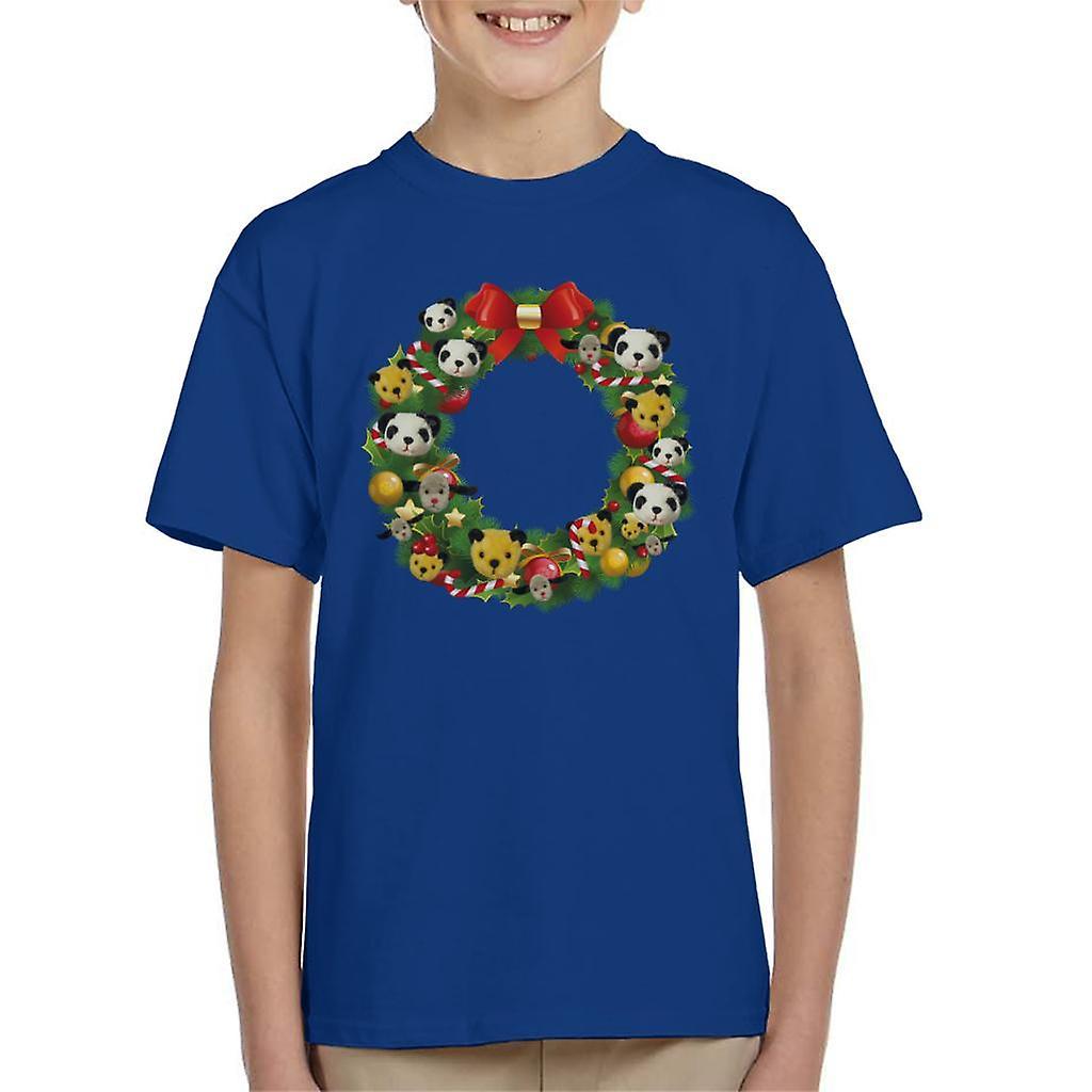 Sooty Christmas Wreath Kid's T-Shirt Royal Blue X-Small (3-4 yrs)