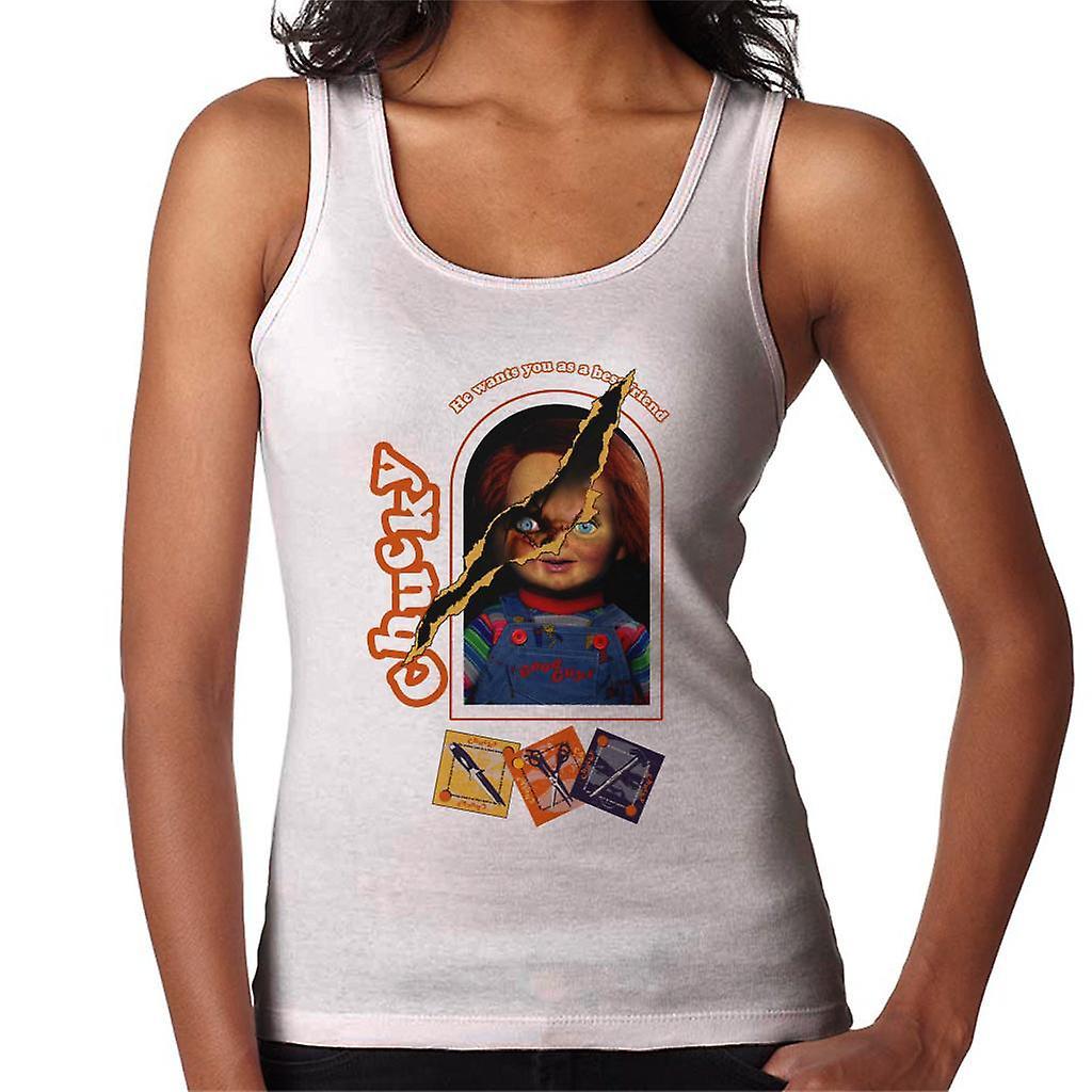 Chucky He Wants You As A Best Friend Women's Vest White Medium