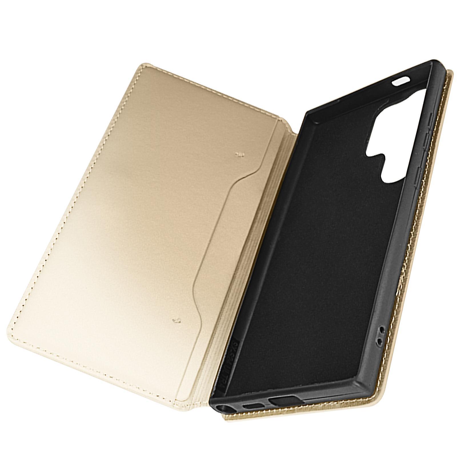 Avizar Case For Galaxy S24 Ultra Double Pocket Flap Function Support Gold