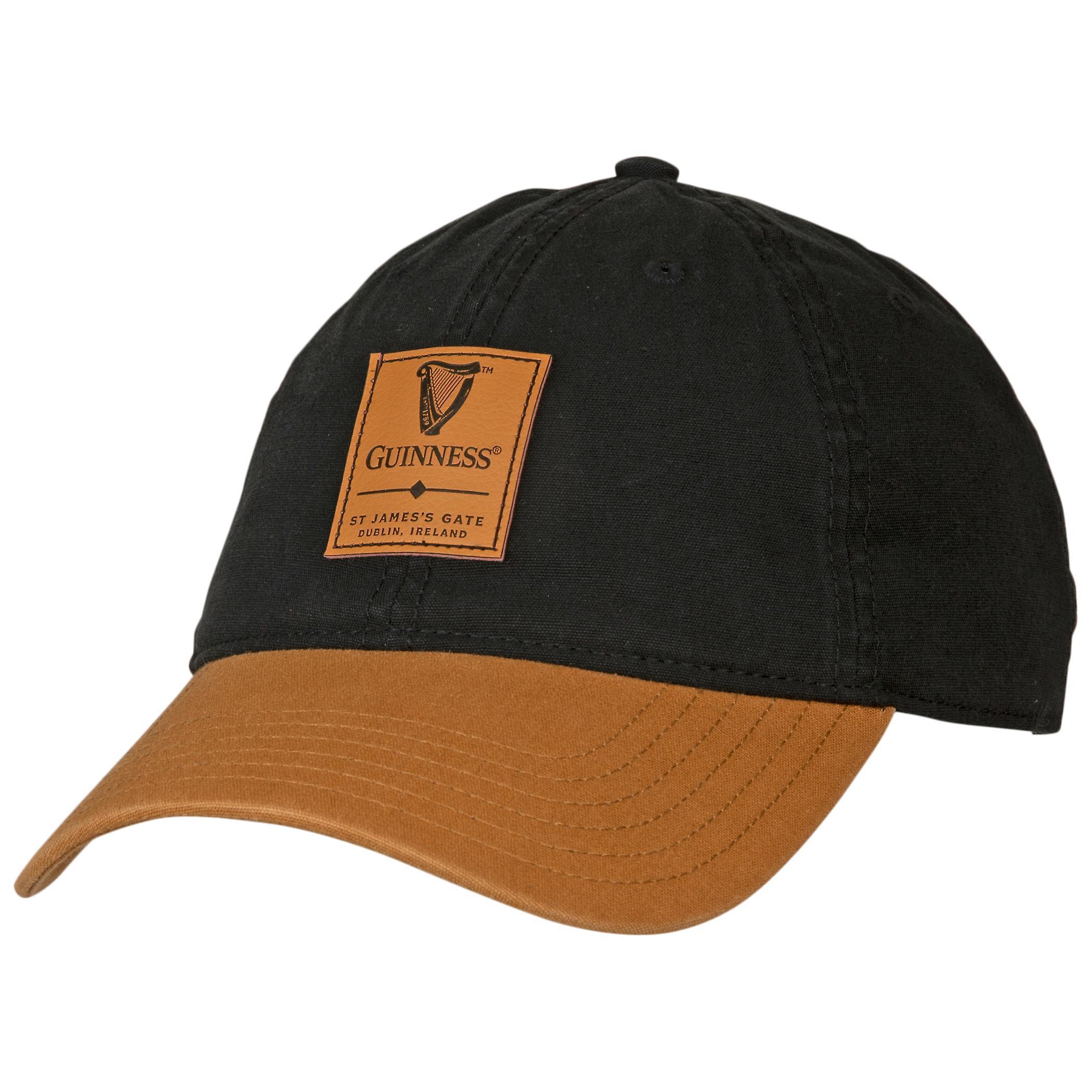 Beers Guinness Leather Harp Emblem Patch Adjustable Hat Brown