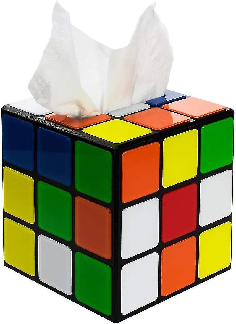 Gunest Plastic Magic Cube Tissue Box Cover, Holder For Square Tissue Boxes With Magnetic Lock, Multi Color