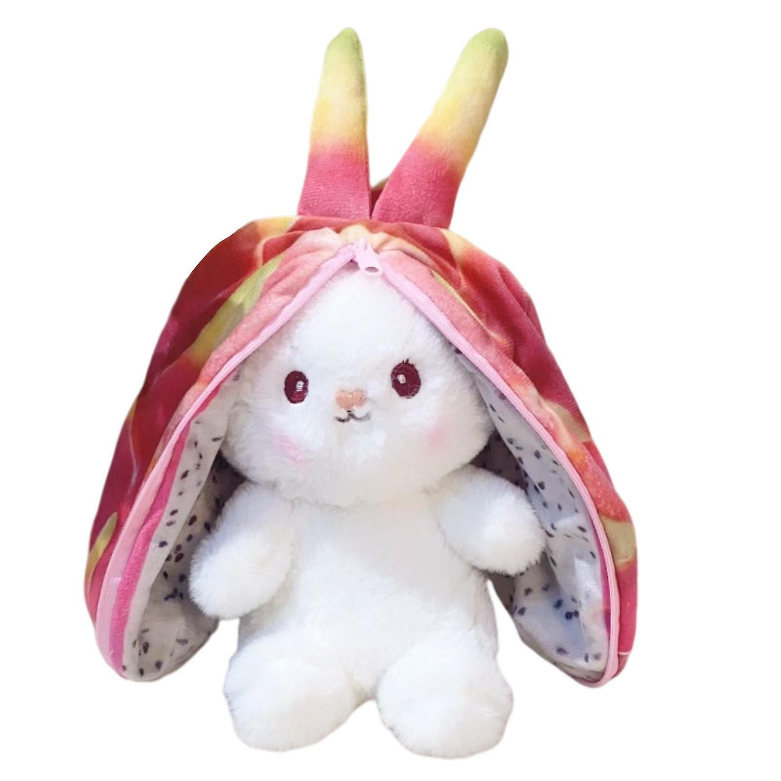 Yamaler 18cm Rabbit Plush Toy with Zipper Watermelon Pineapple Kiwi Fruit Animal Plushies Ornament Fluffy Stuffed Animal Cartoon Bunny Doll Kids To...