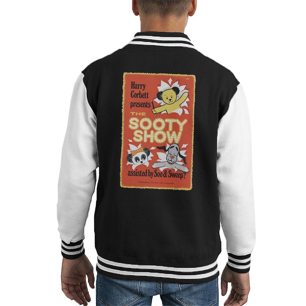 Sooty Show Retro Poster Kid's Varsity Jacket Black/White Small (5-6 yrs)