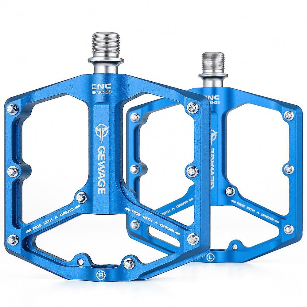 Ultralight GEWAGE Mountain Bike Pedals CNC Aluminum Alloy Sealed 3 Bearings Flat Wide Anti-Slip Mtb Bicycle Pedals Blue