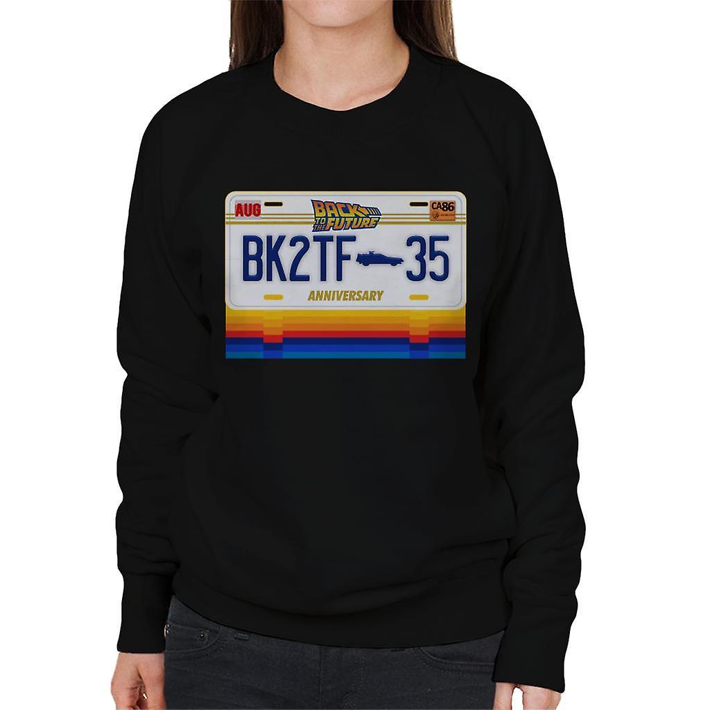 Back to the Future 35th Anniversary License Plate Design Women's Sweatshirt Black Large