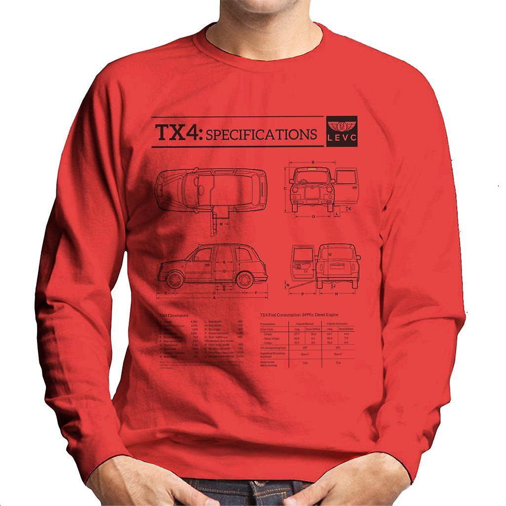 London Taxi Company TX4 Specifications Blueprint Men's Sweatshirt Red Small