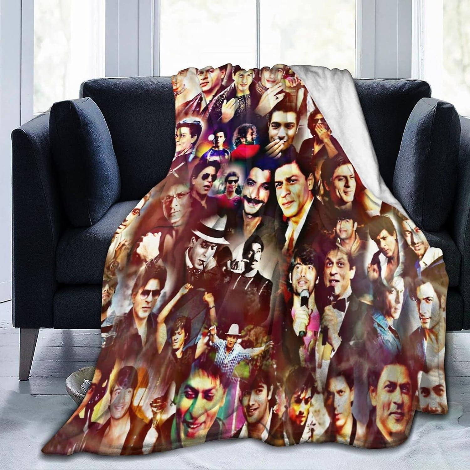 Kerota AY1224 Shah Rukh Khan Collage Ultra Soft Micro Flannel Throw Blankets Warm Comfortable Versatile Blanket for Sofa and Travel 50x40in 125x100cm