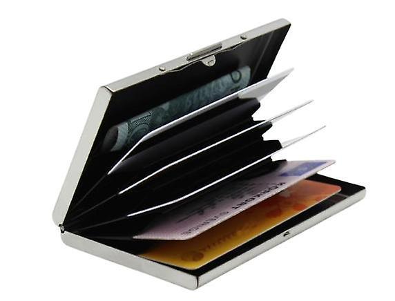 Best Trade Stainless Steel Card Holder with Compartment -Protects RFID Wallet Metal Black Svart