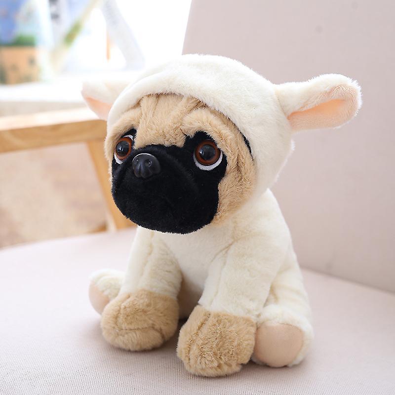 Bolongking 20CM Simulation Stuffed Dogs Plush Toys Sharpei Pug Lovely Puppy Plush Pet Dog Plush Animal Toy Children Kids Christmas Gifts Beige