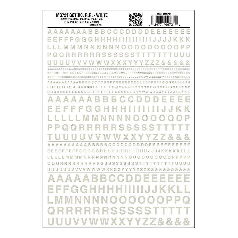 Woodland scenics WMG721 Letters Dry Transfer Sheet - Gothic RR White Letters Suitable for several scales Spares Scale model