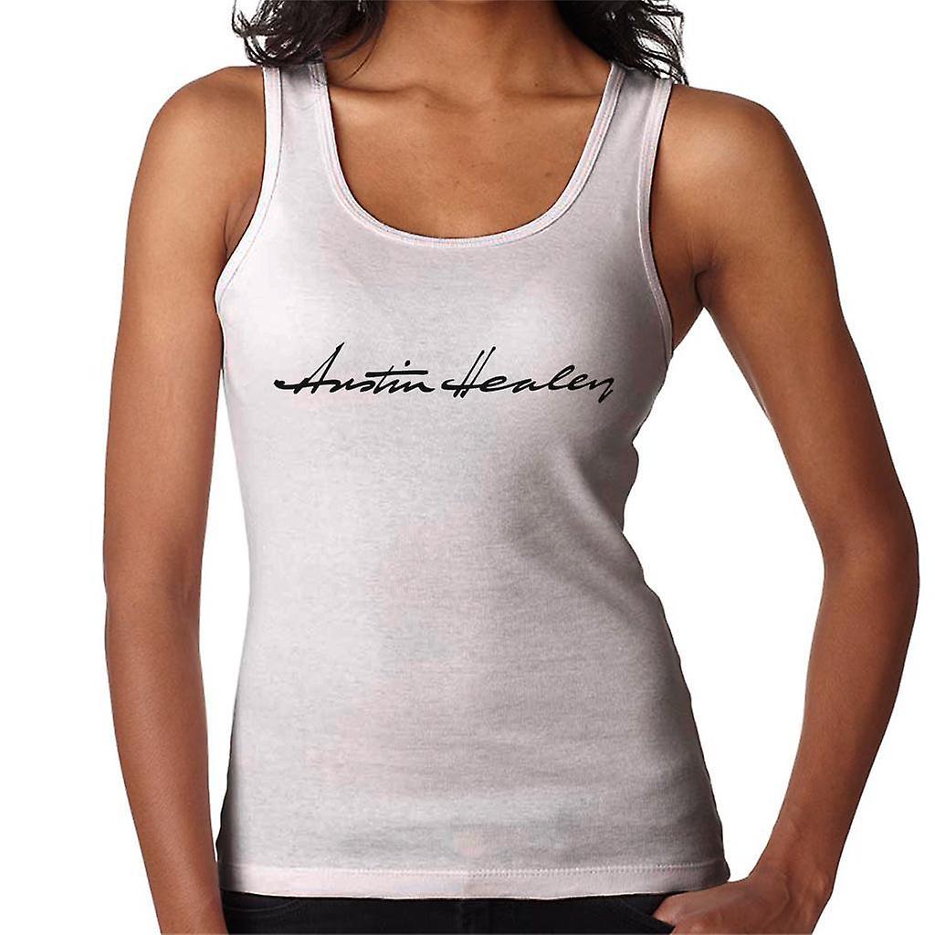 Austin Healey Handwriting Logo British Motor Heritage Women's Vest White Medium