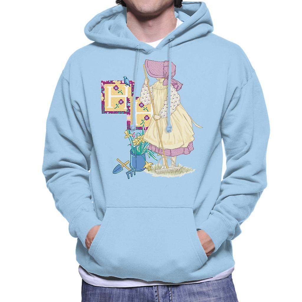 Holly Hobbie Gardening Men's Hooded Sweatshirt Sky Blue Small