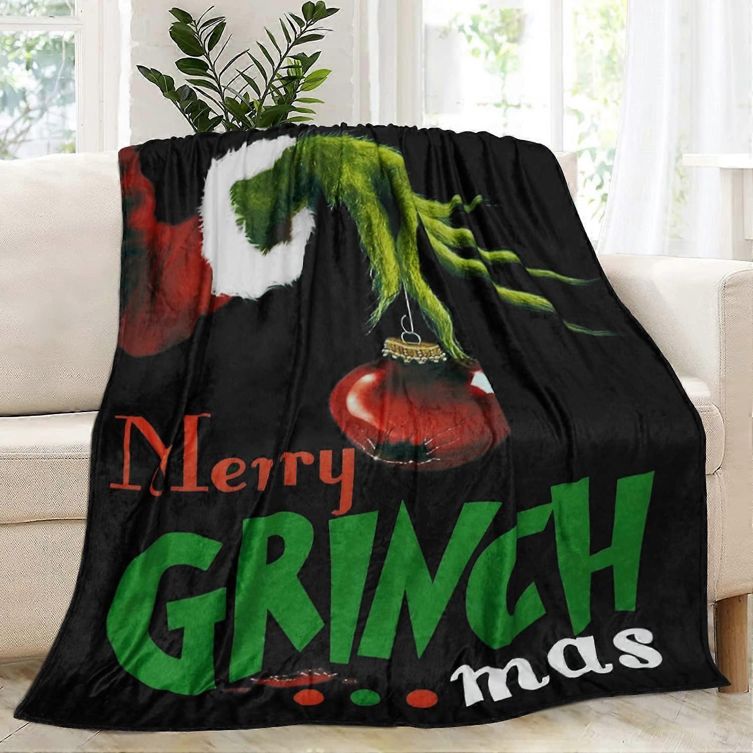 LINCMAN Grinch Blanket Merry Grinchmas Christmas Blanket 60x50 Throw Fleece Blanket in Home Bed Sofa Chairs Dorm 40*30inch