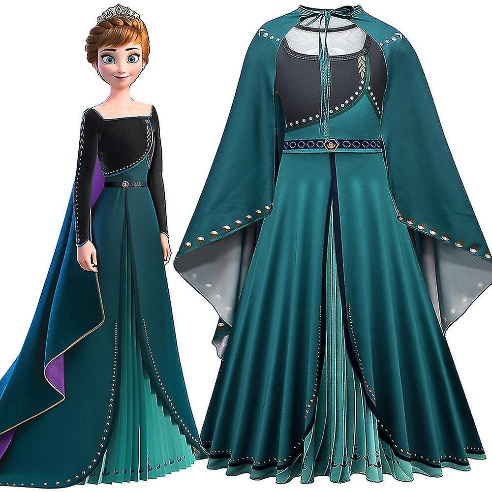 Shinestar Frozen 2 Princess Anna Cosplay Vintage Dress With Cape Outfit Kids Girls Halloween Party Ice Queen Fancy Dress Up Performance Costume Dar...