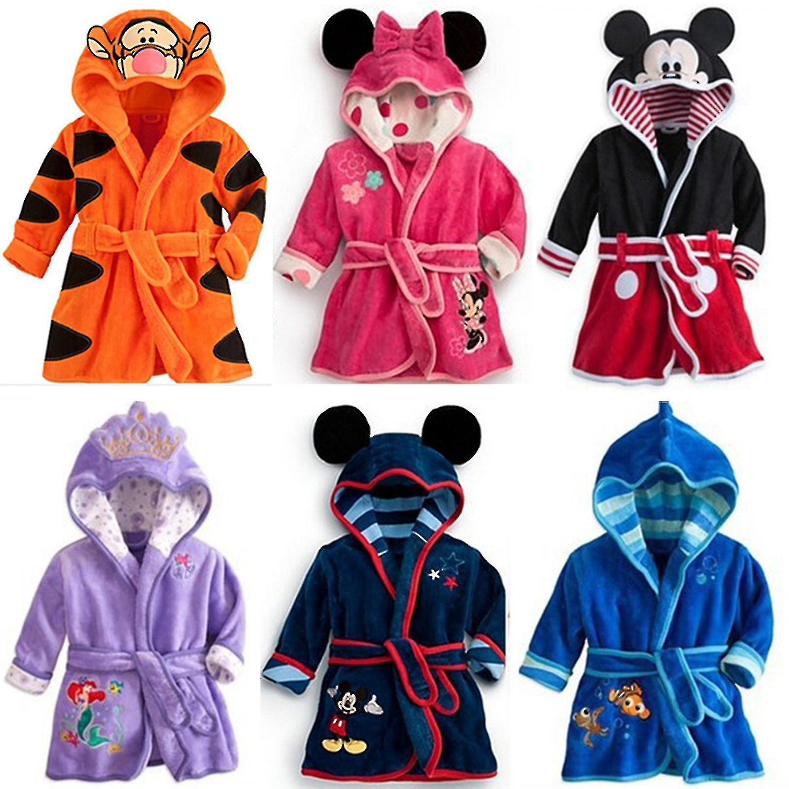 Jorasem Kids Boys Girls Mickey Mouse Hooded Fleece Bathrobe Dressing Gown Animal Nightwear_y Navy Blue 4-5 Years