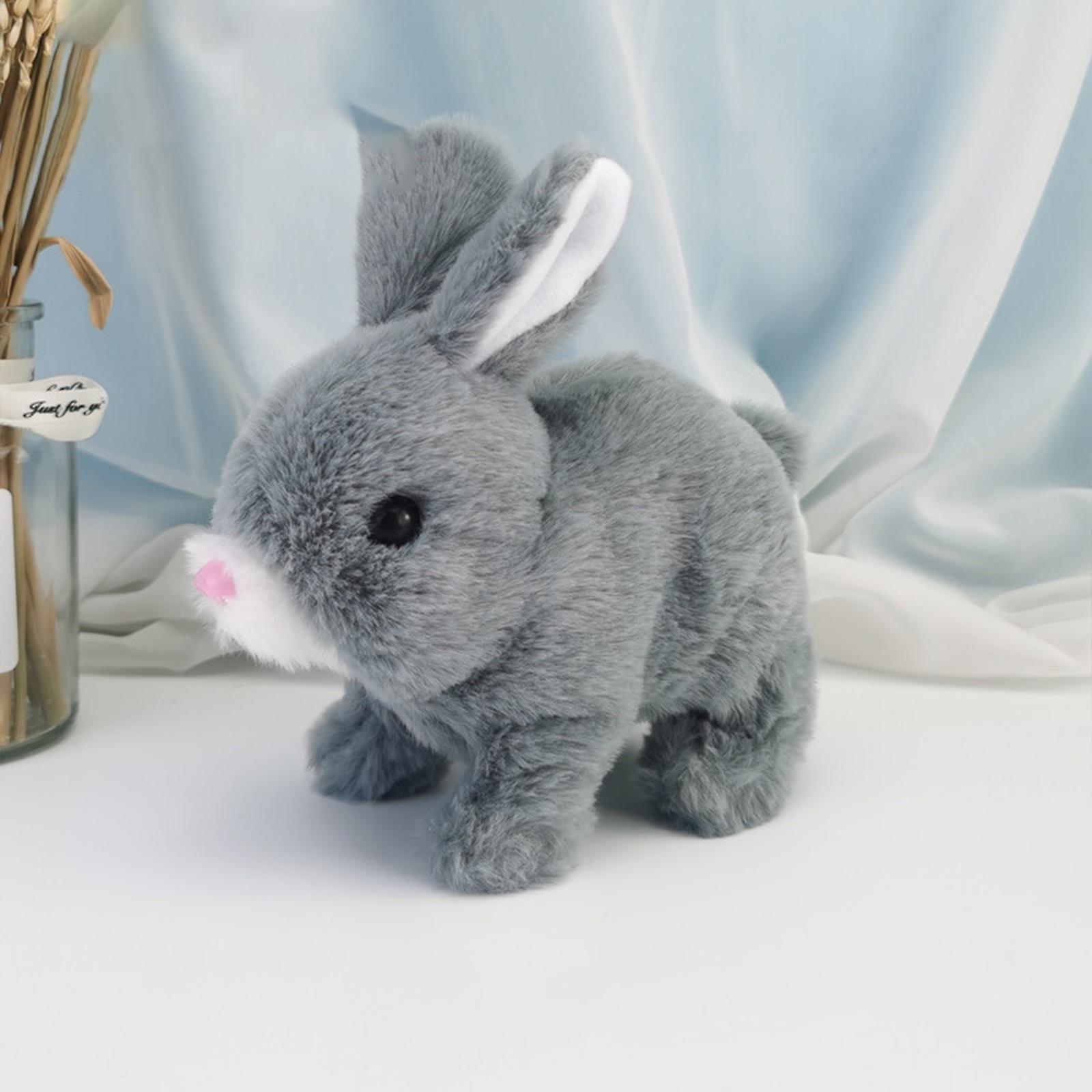 unbrand Robot Rabbit Electronic Rabbit Plush Pet Interactive Animal Toys Walking Jumping Toys For Children's Gifts gray