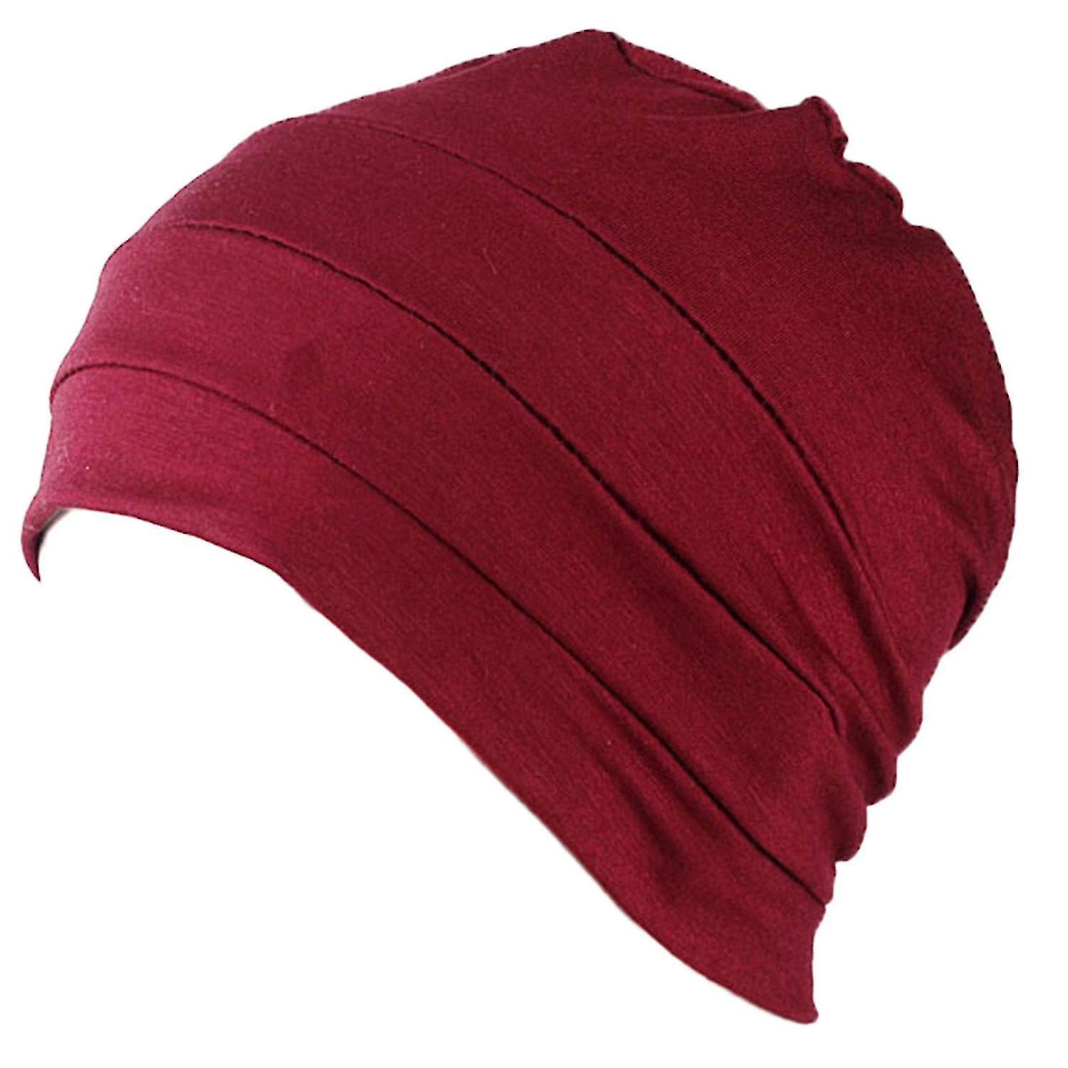 Comfy Chemo Cap Chemo Hats Skullies Beanie Cancer Headwear Cap Under Hat Zekai Wine red