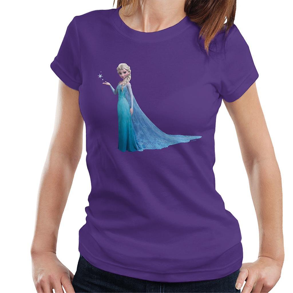 Disney Frozen Elsa Levitating Snowflake Women's T-Shirt Purple Large