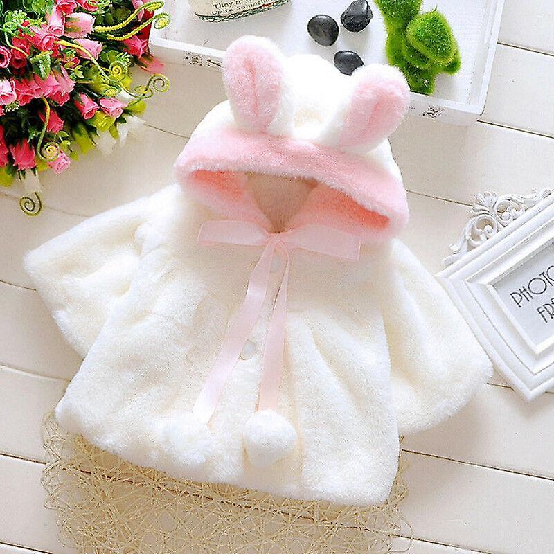 Slowmoose Rabbit Ears Design, Fur Warm Coat For Newborn Baby White 6M