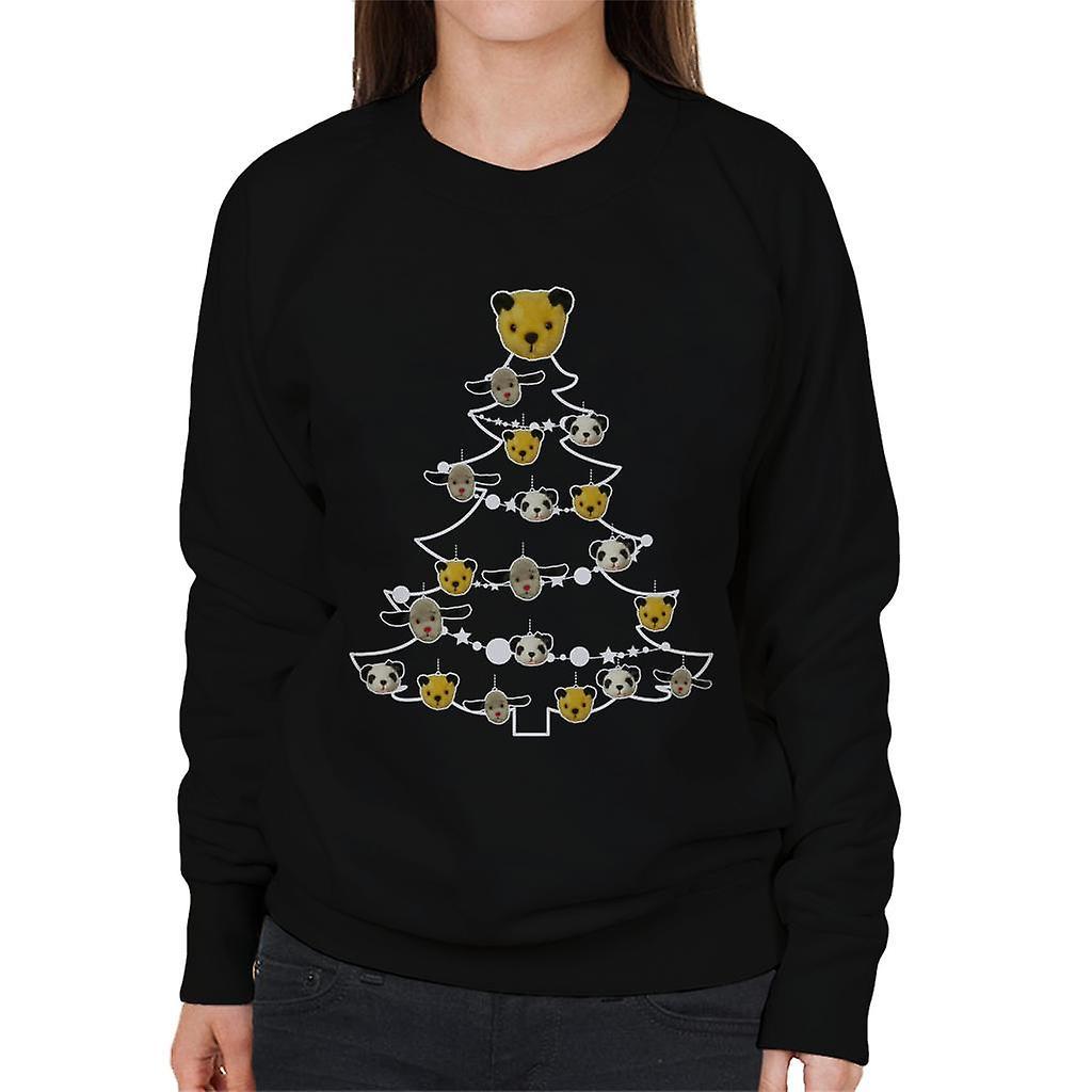 Sooty Christmas Tree White Silhouette Women's Sweatshirt Black XX-Large