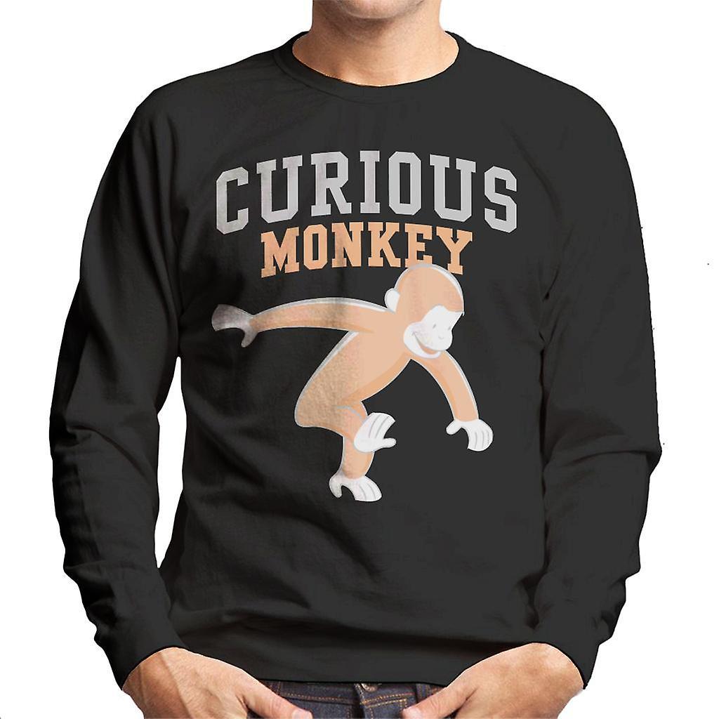 Curious George Monkey Sports Font Men's Sweatshirt Black XX-Large