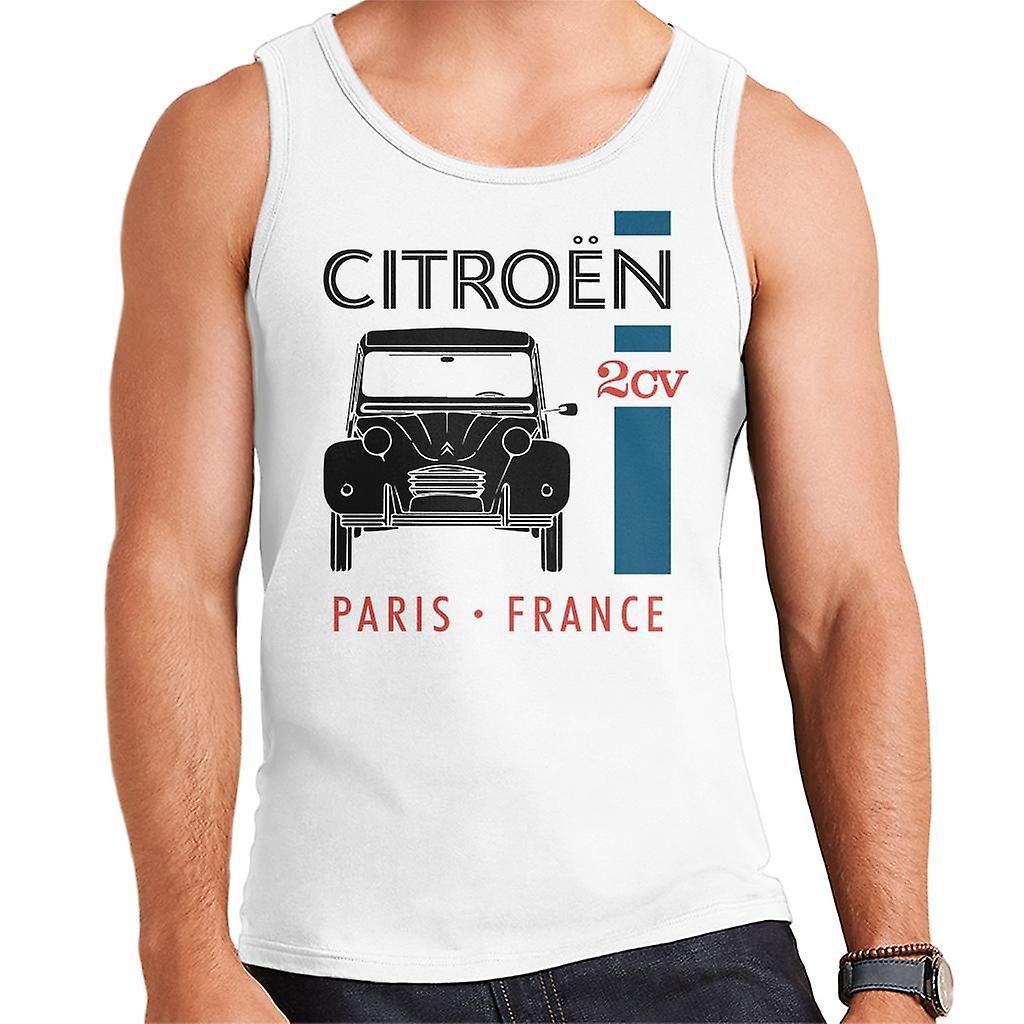 Citro�n Citroen Black 2CV Paris France Single Stripe Men's Vest White XX-Large