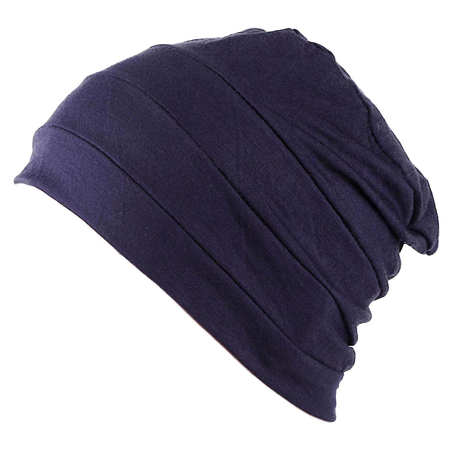 Comfy Chemo Cap Chemo Hats Skullies Beanie Cancer Headwear Cap Under Hat Zekai Navy blue