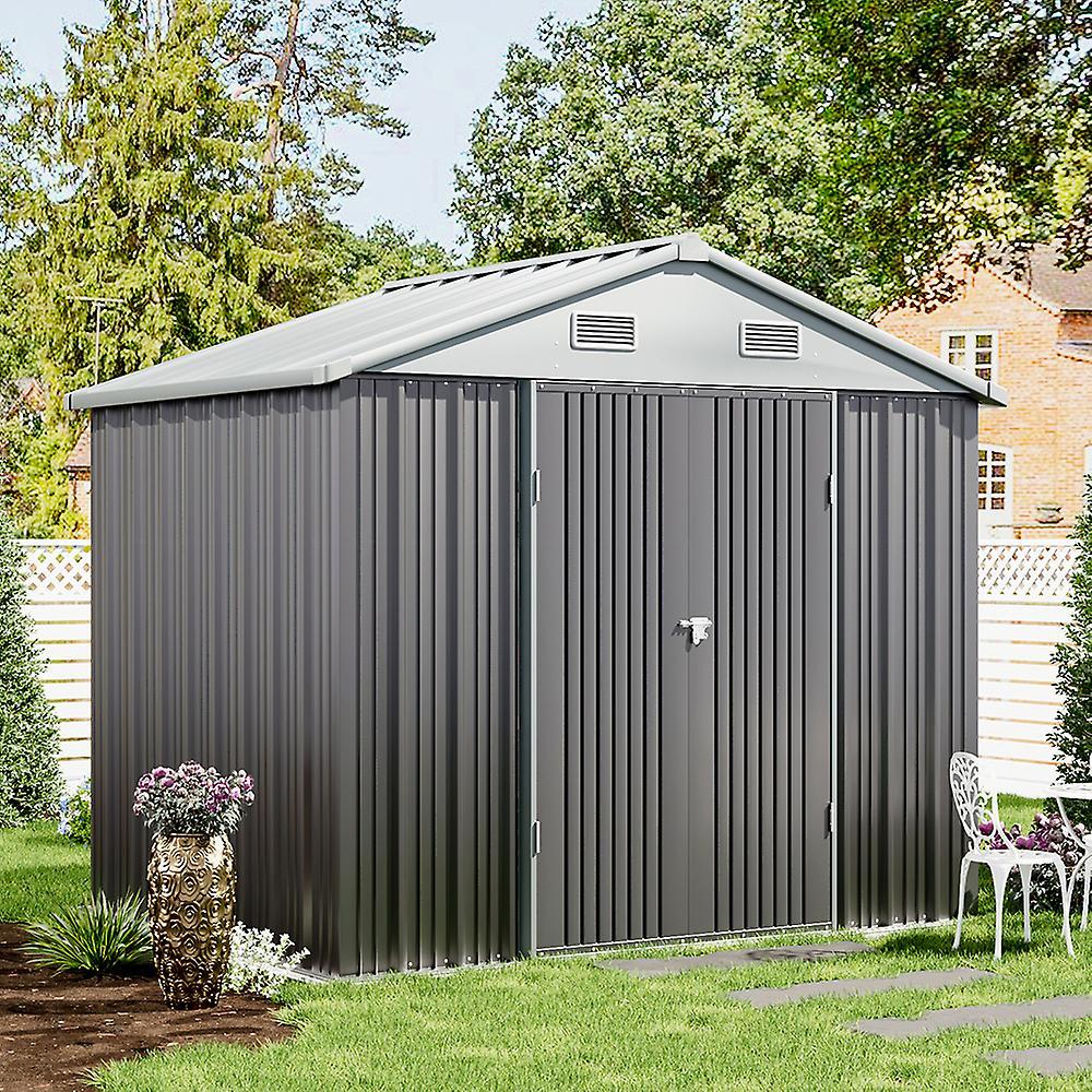 Living And Home Outdoor Metal Storage Shed with Lockable Door