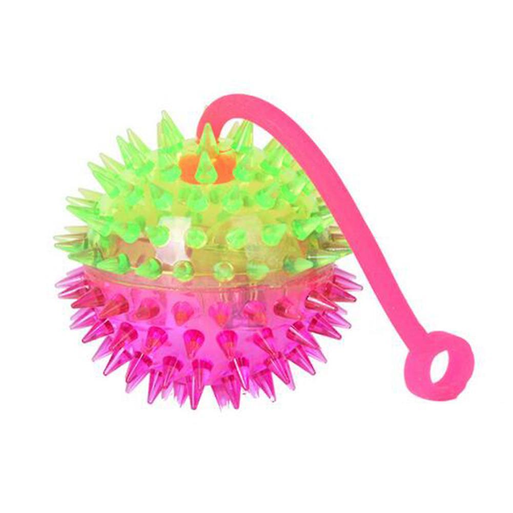 Haloppe LED Flashing Soft Prickly Massage Ball with Whistle Leash Squeaky Kids Prank Toy Random Color 1pcs