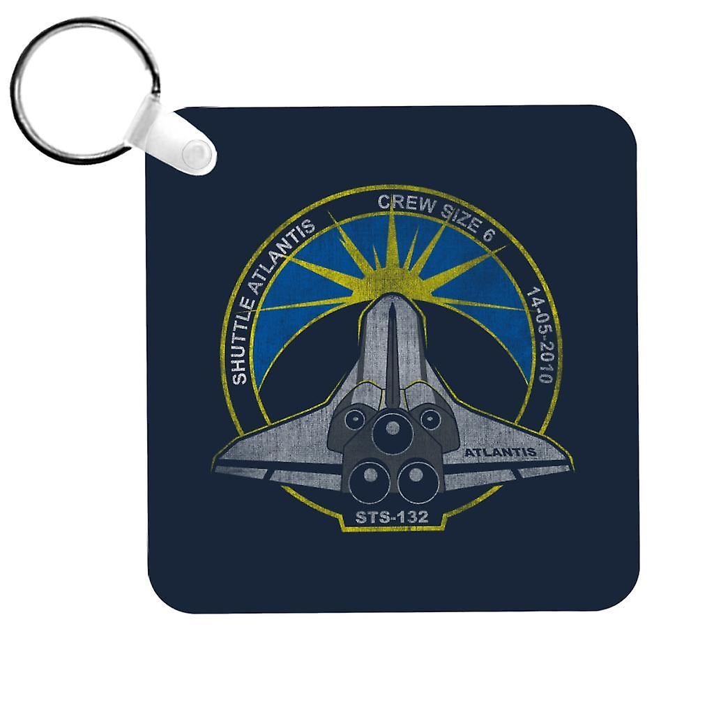 NASA STS 132 Atlantis Mission Badge Distressed Keyring Navy Blue 5cm x 5cm